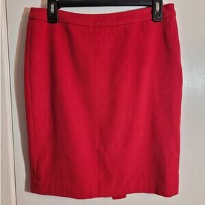 Ann Taylor Red Wool Rabbit Hair Skirt 6P Petite Career Ruffle Hem Office Siren
